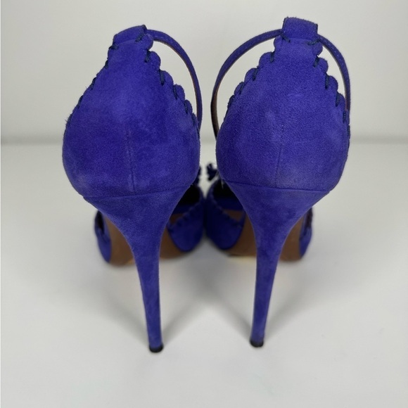Tabitha Simmons Suede Whipstitch Trim D'Orsay Pumps Sz 38 - Picture 3 of 6